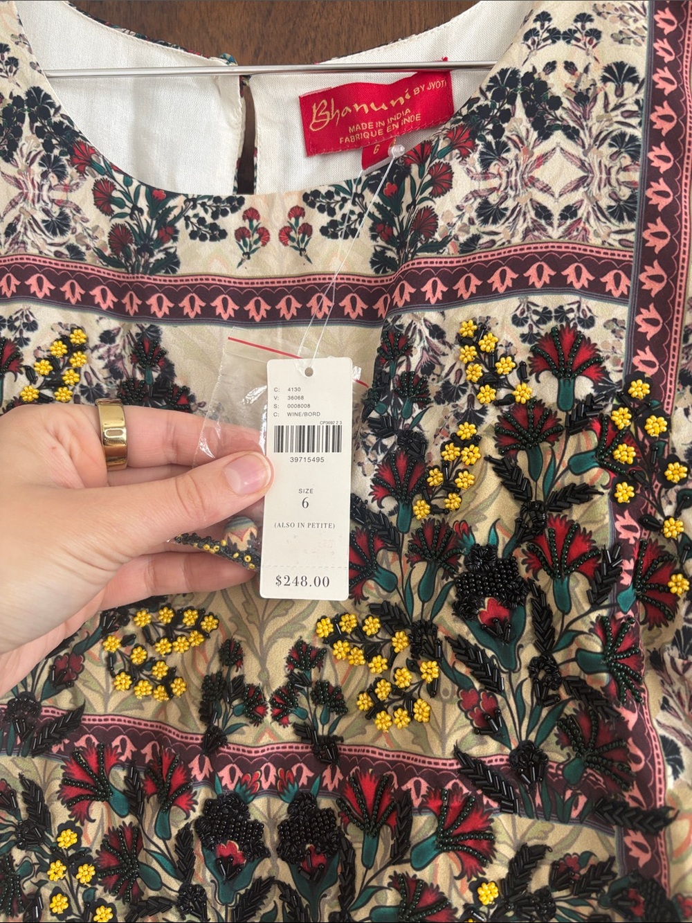 Beige Floral Embroidered Maxi Dress - Picture 2 of 4
